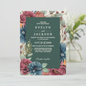 Smaragdgrüner Fall Moderne Rustikale Hochzeit Einladung (Stehend Vorderseite)