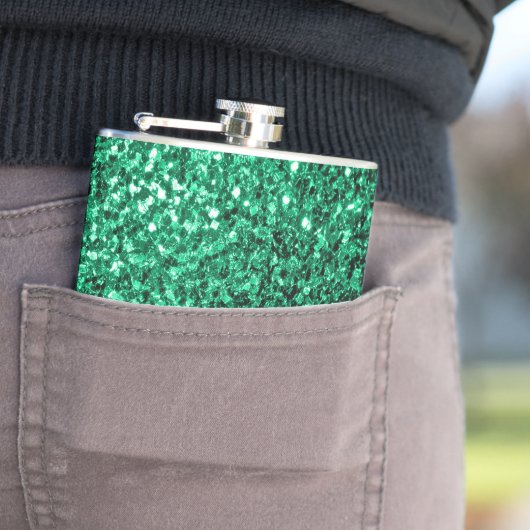 Smaragdgrüner falscher Glitter funkelt Flachmann (Beispiel)