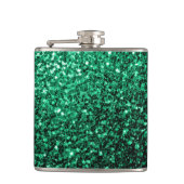 Smaragdgrüner falscher Glitter funkelt Flachmann (Vorderseite)