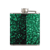 Smaragdgrüner falscher Glitter funkelt Flachmann (Rückseite)