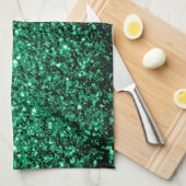 Smaragdgrüner falscher Glitter funkelt Handtuch (Viertel Falte)