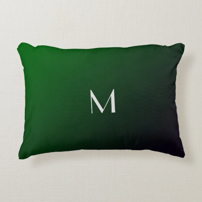 Smaragdgrüner Farbverlauf -  fettes Monogramm Dekokissen (Vorderseite)