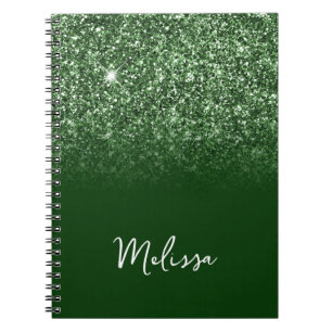 Smaragdgrüner Glitter Ombre Schriftname Notizblock