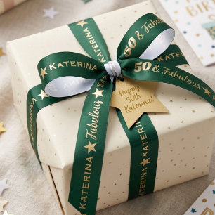 Smaragdgrüner Gold Fabelhafter Geburtstag Satinband