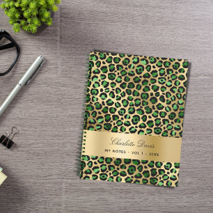 Smaragdgrüner Gold-Leoparden-Gepard-Muster Notizblock