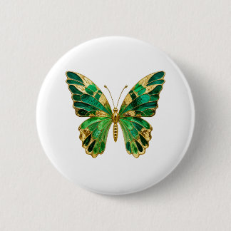 Smaragdgrüner Gold-Mosaik-Schmetterlings-Art-Pin Button