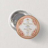 Smaragdgrüner Gold Schmetterling Quinceañera 15.  Button (Vorne & Hinten)