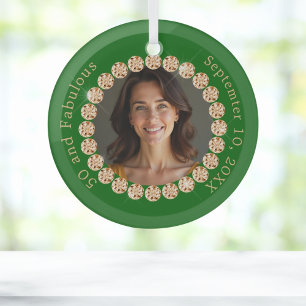 Smaragdgrüner Golddiamant Foto großartiger Geburts Ornament Aus Glas