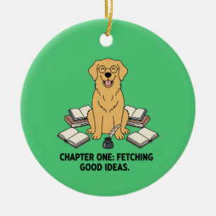 Smaragdgrüner Golden Retriever Bücherliebhaber Sch Keramik Ornament