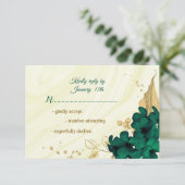 smaragdgrüner goldfarbener Marmor RSVP Karte (Stehend Vorderseite)