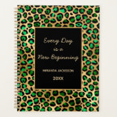 Smaragdgrüner Goldleopard motivierend 2026 Planer (Vorderseite)