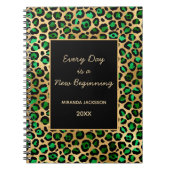 Smaragdgrüner Goldleopard motivierend Notizblock (Vorderseite)