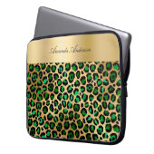 Smaragdgrüner Goldleopardenname Laptopschutzhülle (Vorderseite Links)