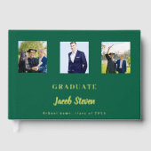 Smaragdgrüner Goldnamenskript Foto Abschluss Gästebuch (Vorderseite)