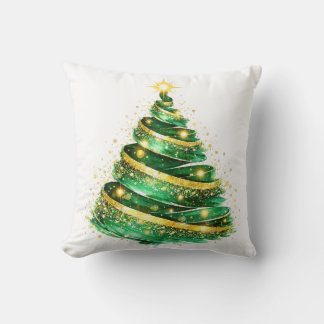 Smaragdgrüner Goldstrudel-Weihnachtsbaum Kissen