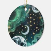 Smaragdgrüner himmlischer Mondphasen-Schmuck Keramik Ornament (Links)