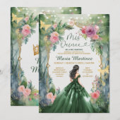Smaragdgrüner Kleid Magischer Wald Mädchen Mis Qui Einladung (Vorne/Hinten)