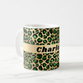 Smaragdgrüner Leopardenname Kaffeetasse (Vorderseite Links)
