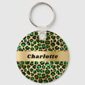 Smaragdgrüner Leopardenname Schlüsselanhänger (Vorderseite)