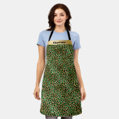 Smaragdgrüner Leopardenname Schürze (Getragen)