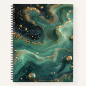 Smaragdgrüner Malachit Gold Glitter Designer Notizblock (Vorderseite)