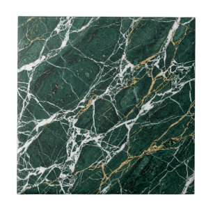 Smaragdgrüner Marmor Elegante Goldäderung Modern Fliese