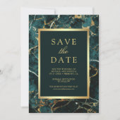 Smaragdgrüner Marmor Gold Foto Hochzeit Save The Date (Vorderseite)