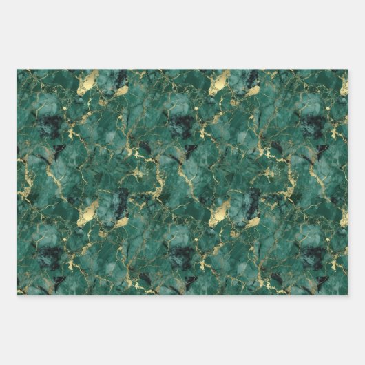 Smaragdgrüner Marmor mit Gold Geschenkpapier Set (Vorderseite 3)