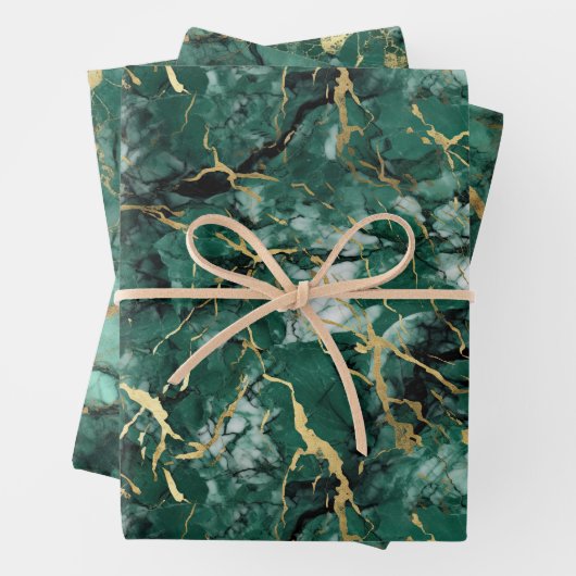 Smaragdgrüner Marmor mit Gold Geschenkpapier Set (Beispiel)