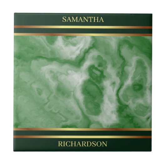 Smaragdgrüner Marmor und Goldstreifen Fliese (Vorderseite)