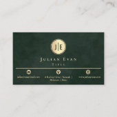 Smaragdgrüner moderner scannbarer QR-Code mit Mono Visitenkarte (Vorderseite)