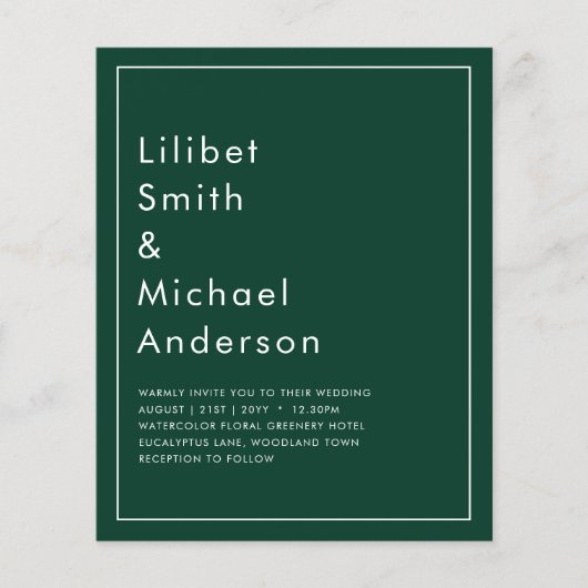 Smaragdgrüner, monochromer Text Flyer (Vorne)