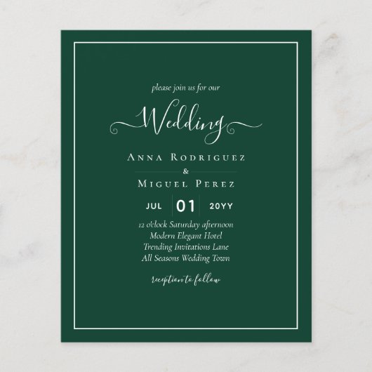 Smaragdgrüner, monochromer Text Flyer (Vorne)