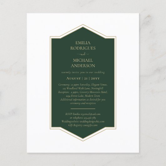 Smaragdgrüner, monochromer Text Flyer (Hinten)