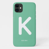 Smaragdgrüner Monogramm-Handyhülle Case-Mate iPhone Hülle (Rückseite)
