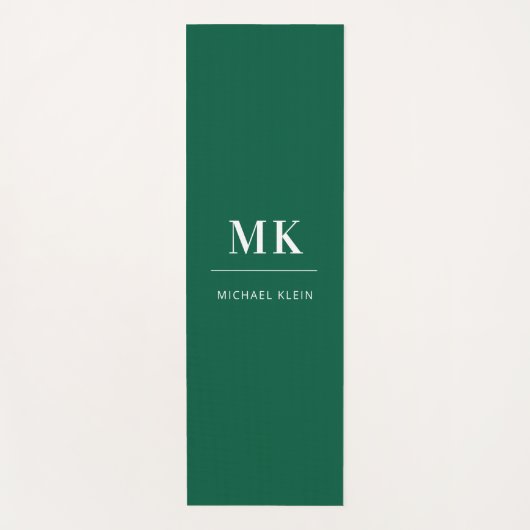 Smaragdgrüner Monogramm-Initialname Yogamatte (Vorderseite)