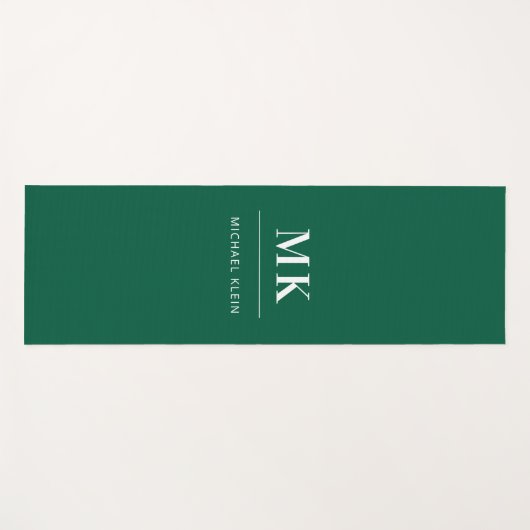 Smaragdgrüner Monogramm-Initialname Yogamatte (Vorderseite (Horizontal))