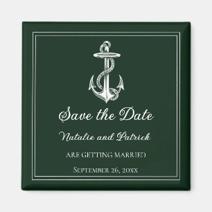 Smaragdgrüner nautischer Anker Save-the-Date-Magne Magnet