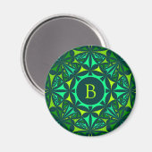 Smaragdgrüner Ornamental-Kaleidoskop-Monogramm Magnet (Vorderseite/Rückseite)