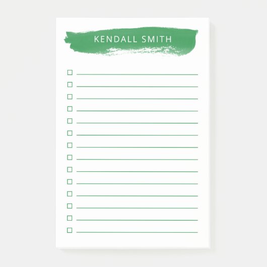 Smaragdgrüner Pinselstrich einfach zu erledigen Post-it Klebezettel (Vorderseite)