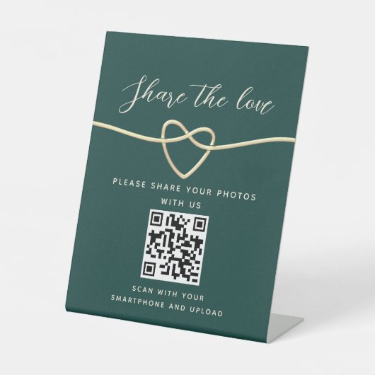 Smaragdgrüner QR-Code-Hochzeitsschild Sockelschild (Vorderseite)