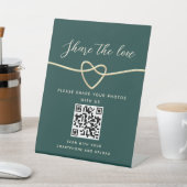 Smaragdgrüner QR-Code-Hochzeitsschild Sockelschild (In SItu)
