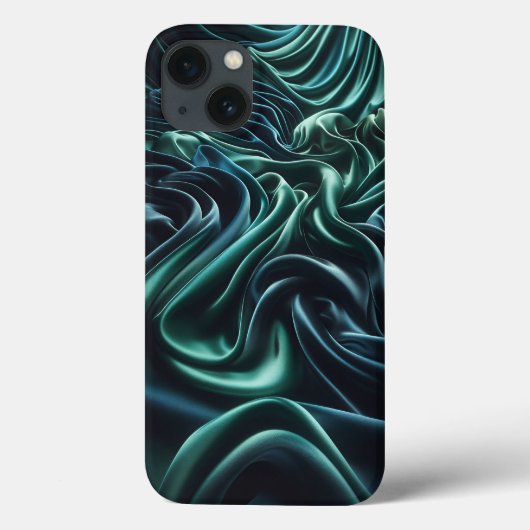 Smaragdgrüner Satin-Wellen-Handyhülle - Luxus-Seid Case-Mate iPhone Hülle (Rückseite)