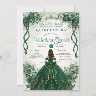Smaragdgrüner Schleifenbogen Quinceañera Geburtsta Einladung
