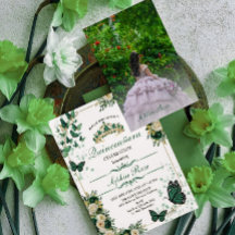 Smaragdgrüner Schmetterling Quinceañera Foto-Einla