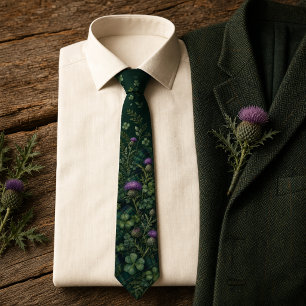 Smaragdgrüner Tartan-Karo-Irische Distel  Krawatte