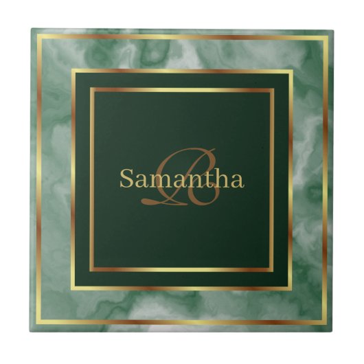 Smaragdgrüner und geometrischer Gold-Marmor Fliese (Vorderseite)