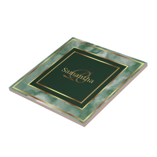 Smaragdgrüner und geometrischer Gold-Marmor Fliese (Seite)