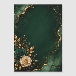 Smaragdgrüner und goldener Blumenkalender Magnetkarte