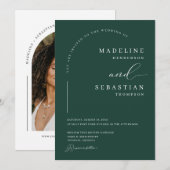 Smaragdgrüner üppiger moderner Bogen Foto Hochzeit Einladung (Vorne/Hinten)